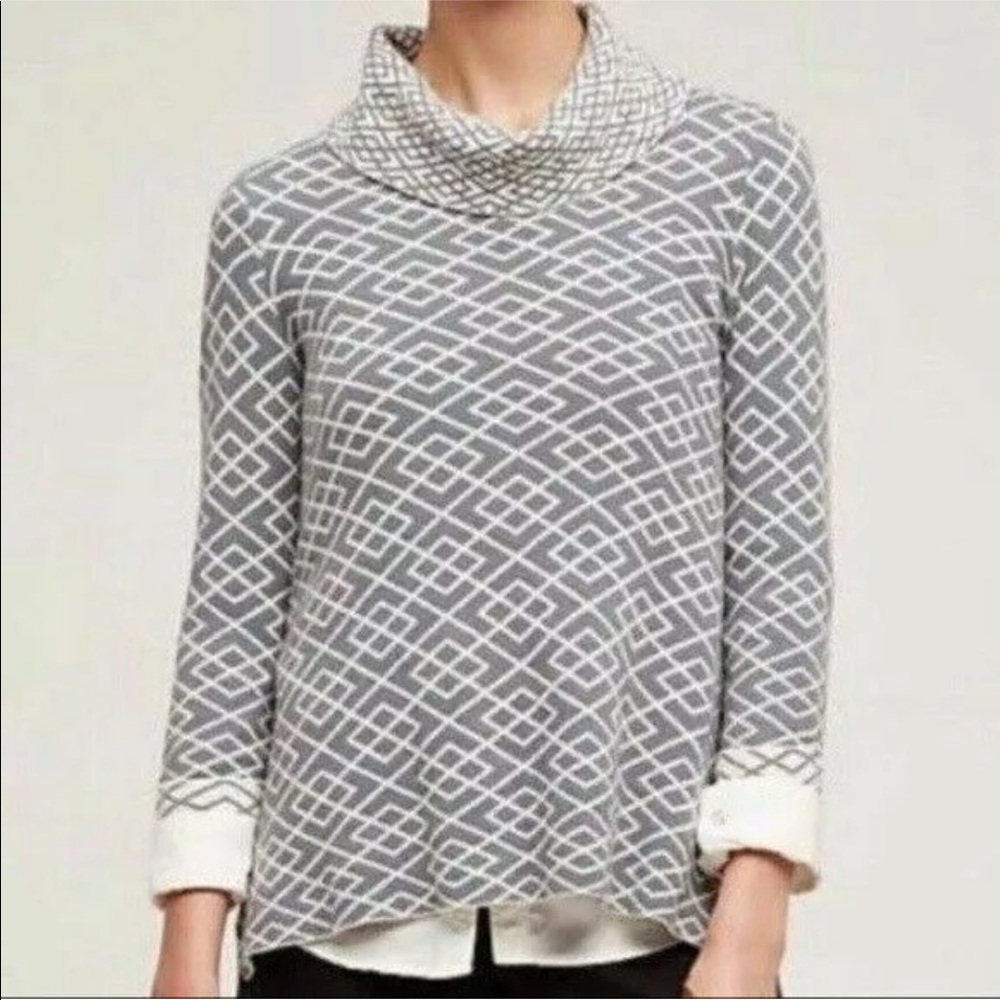 MOTH Anthropologie Geometric Sweater Medium Gray